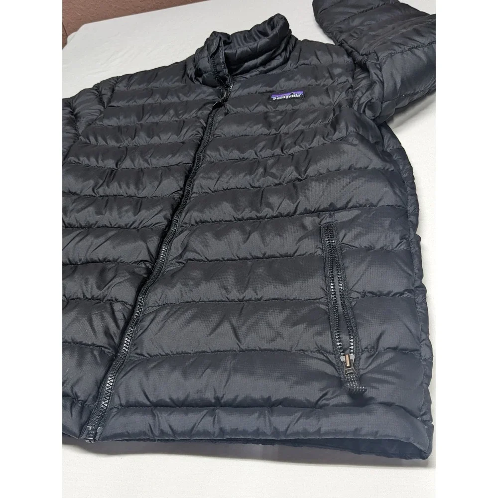 Patagonia Kids Down Sweater Jacket Black Size L 12 Recycled Puffer Full Zip